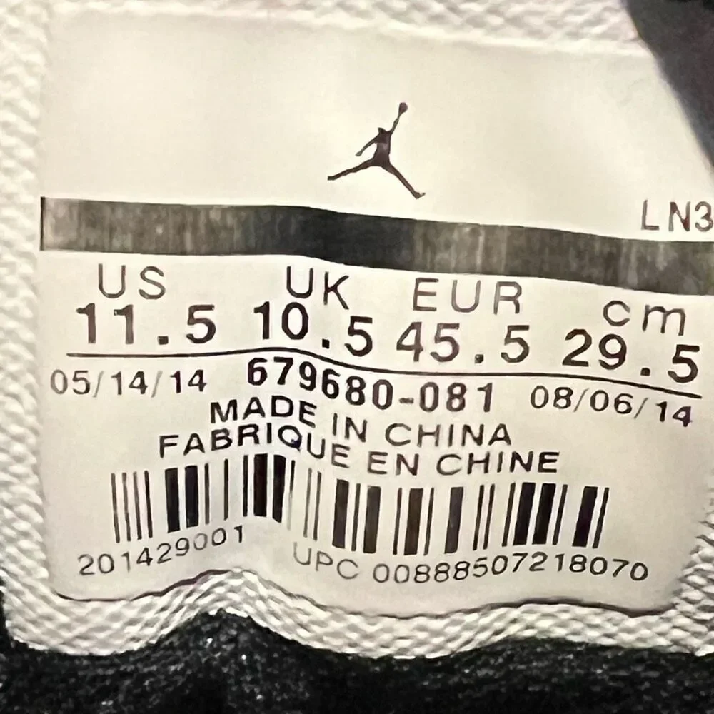 Mens ‘14 AIR JORDAN Flight Remix Black Basketball Shoes / Size 11.5